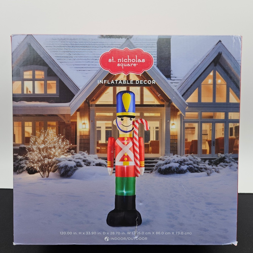 St Nicholas Square 10ft Inflatable Nutcracker Christmas Decor Indoor Outdoor New